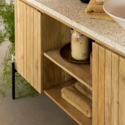 Meuble Sous Vasque<Made in Meubles Meuble sous vasque en terrazzo et bois de manguier Lou