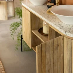 Meuble Sous Vasque<Made in Meubles Meuble sous vasque en terrazzo et bois de manguier Lou