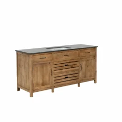 Meuble Sous Vasque<Made in Meubles Meuble sous vasque en vieux pin et pierre bleue Garance