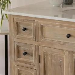 Meuble Sous Vasque<Made in Meubles Meuble sous vasque en vieux pin et marbre blanc Octavie