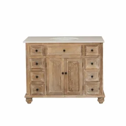 Meuble Sous Vasque<Made in Meubles Meuble sous vasque en vieux pin et marbre blanc Octavie