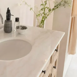 Meuble Sous Vasque<Made in Meubles Meuble sous vasque en vieux pin et marbre blanc Octavie