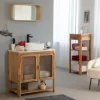 Meuble Sous Vasque<Made in Meubles Meuble sous vasque vitré en bois d'acacia et marbre Emyr