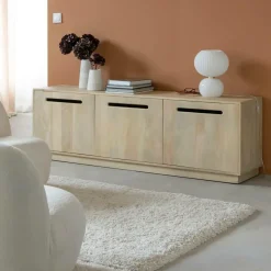 Meuble Tv<Made in Meubles Meuble TV 3 portes en bois de manguier Roni