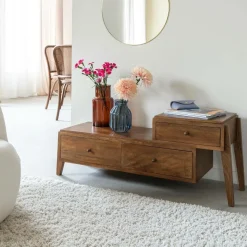 Meuble Tv<Made in Meubles Meuble TV 3 tiroirs en bois de manguier Remick