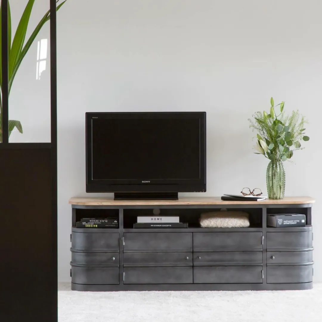 Meuble Tv<Made in Meubles Meuble TV arrondi en métal Locker