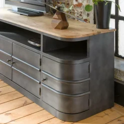 Meuble Tv<Made in Meubles Meuble TV arrondi en métal Locker