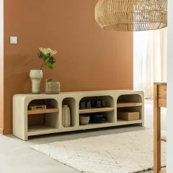 Meuble Tv<Made in Meubles Meuble TV avec étagères en bois effet béton et bois recyclé Dalva