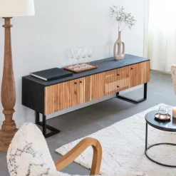 Meuble Tv<Made in Meubles Meuble TV en bois d'acacia et métal Pippa