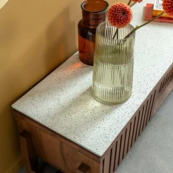 Meuble Tv<Made in Meubles Meuble TV en bois d'acacia et terrazzo Kaelis