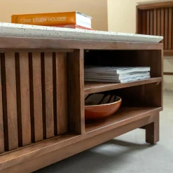 Meuble Tv<Made in Meubles Meuble TV en bois d'acacia et terrazzo Kaelis