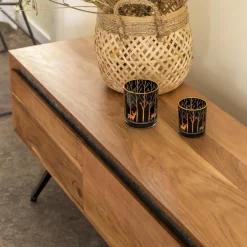 Meuble Tv<Made in Meubles Meuble TV en bois d'acacia et pierre Yvan