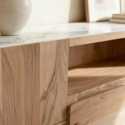 Meuble Tv<Made in Meubles Meuble TV en bois d'acacia et marbre Tara