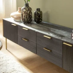 Meuble Tv<Made in Meubles Meuble TV en bois de manguier et métal doré Ange