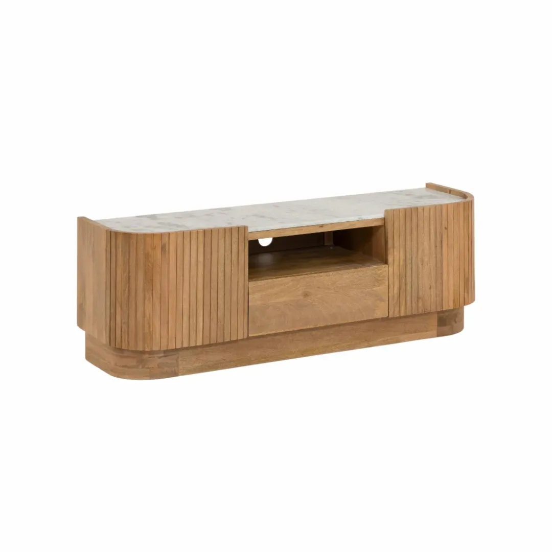 Meuble Tv<Made in Meubles Meuble TV en bois de manguier et marbre Adler