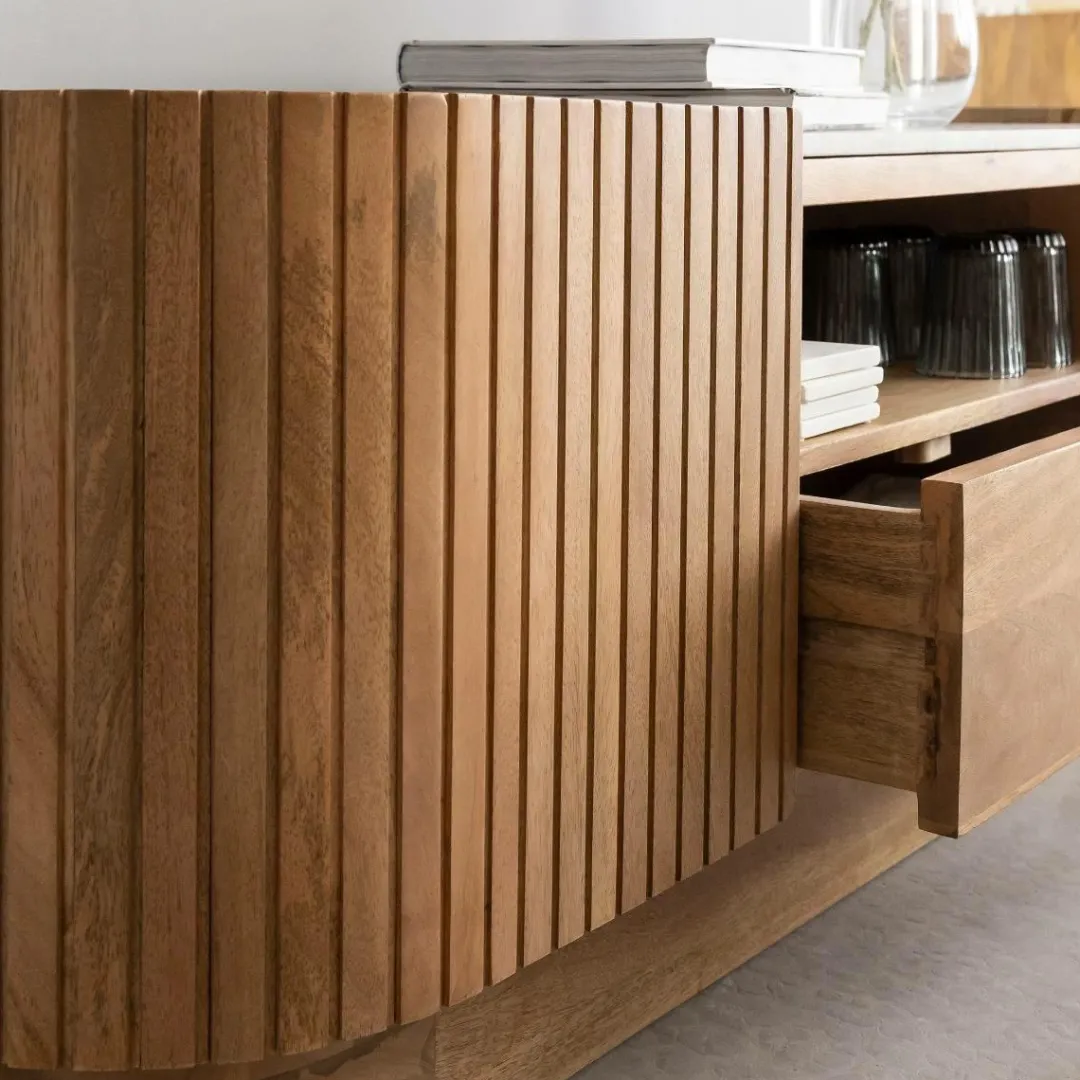 Meuble Tv<Made in Meubles Meuble TV en bois de manguier et marbre Adler