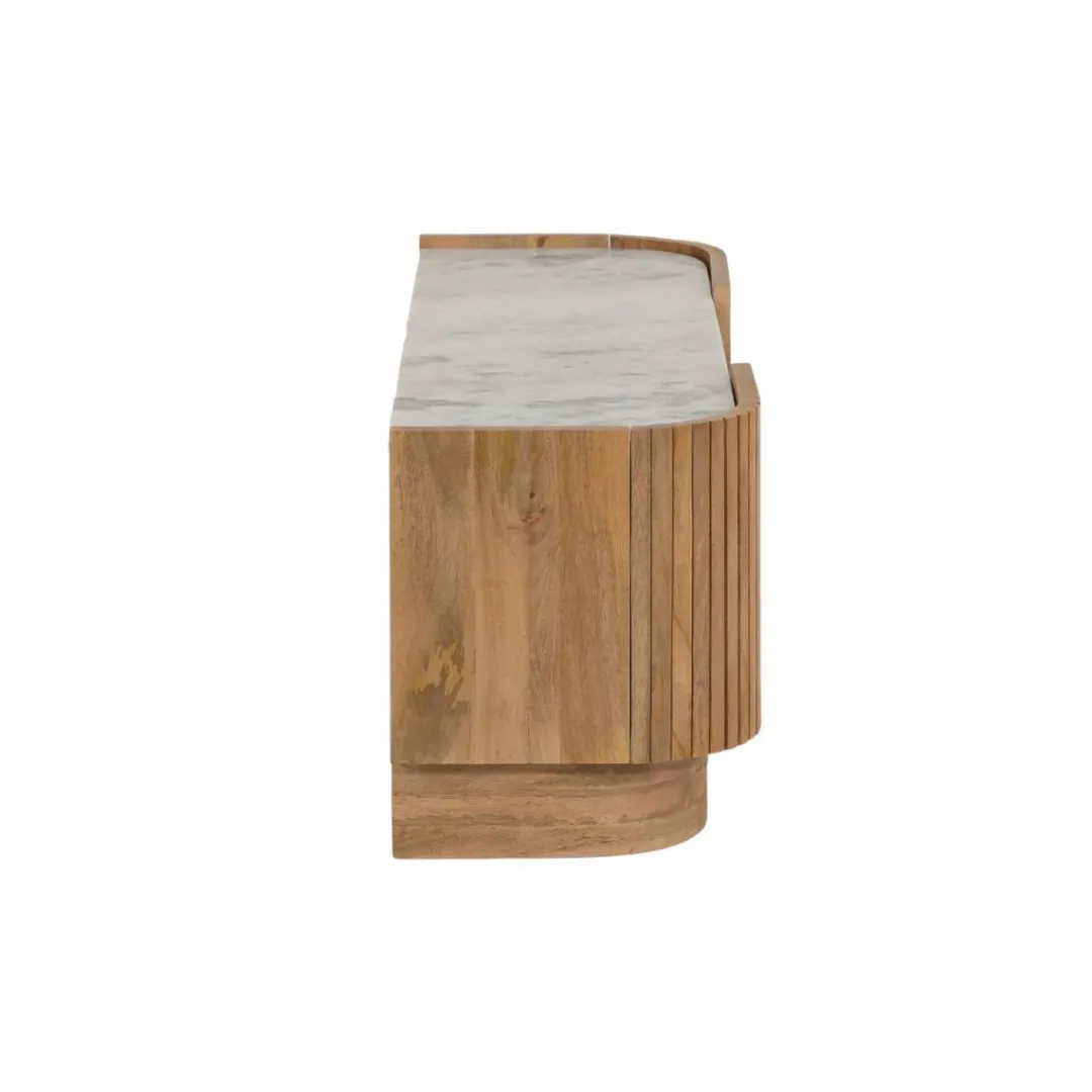 Meuble Tv<Made in Meubles Meuble TV en bois de manguier et marbre Adler