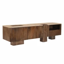 Meuble Tv<Made in Meubles Meuble TV en bois de manguier et en travertin Carola