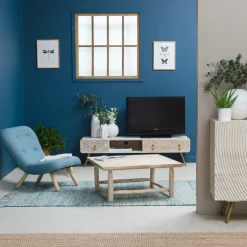 Meuble Tv<Made in Meubles Meuble TV en bois de manguier blanchi Rhodes