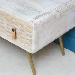 Meuble Tv<Made in Meubles Meuble TV en bois de manguier blanchi Rhodes