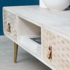 Meuble Tv<Made in Meubles Meuble TV en bois de manguier blanchi Rhodes