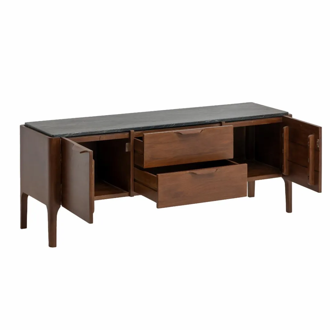 Meuble Tv<Made in Meubles Meuble TV en bois de manguier et marbre noir Roch