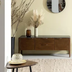 Meuble Tv<Made in Meubles Meuble TV en bois de manguier et marbre noir Roch