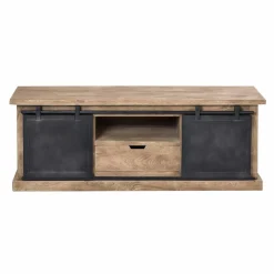 Meuble Tv<Made in Meubles Meuble TV en bois de manguier brossé et métal noir 150 cm Helsinki