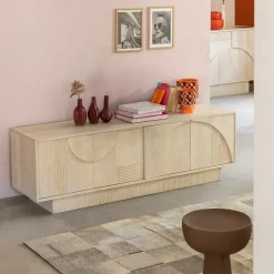 Meuble Tv<Made in Meubles Meuble TV en bois de manguier blanchi Miliam