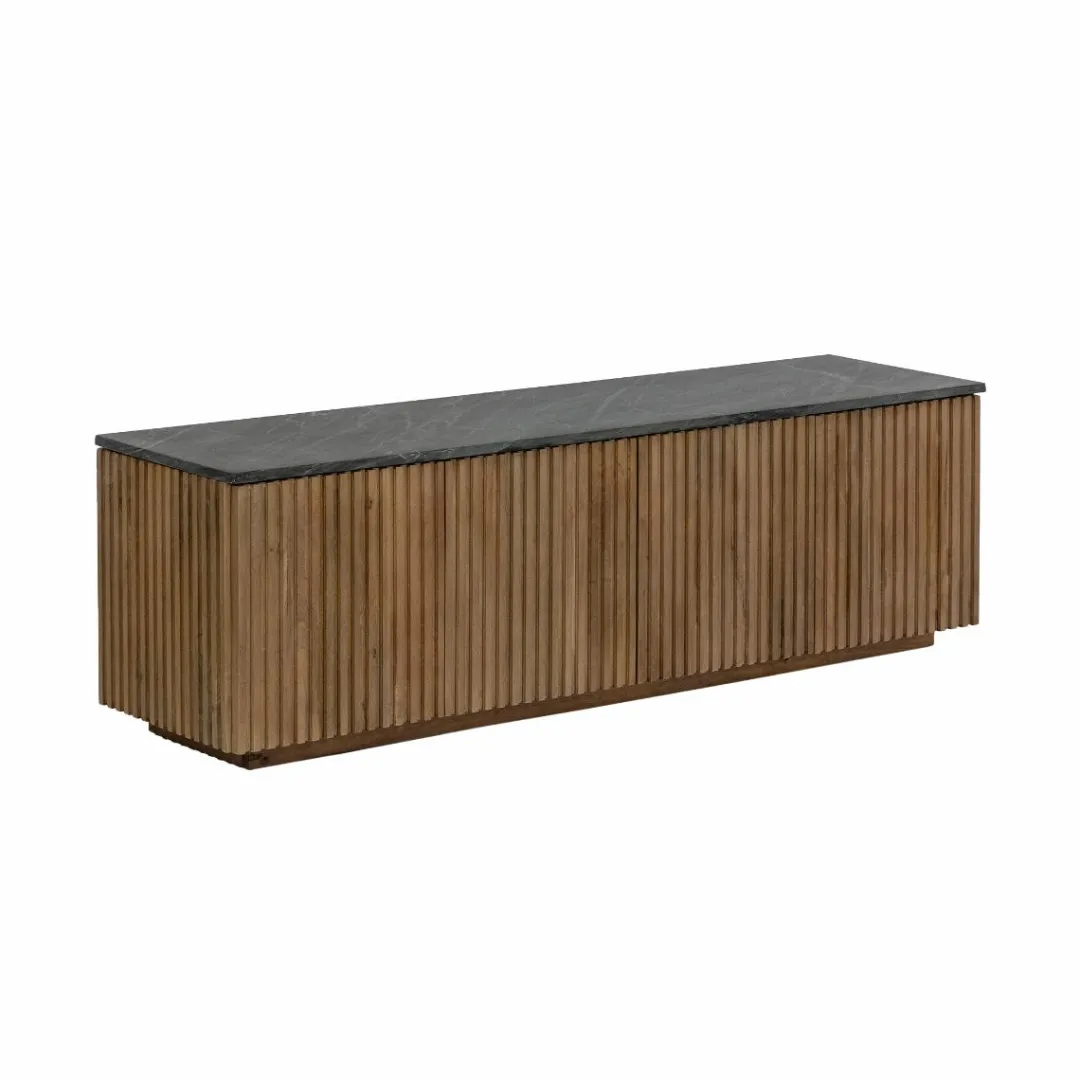 Meuble Tv<Made in Meubles Meuble TV en bois de manguier et marbre Betty