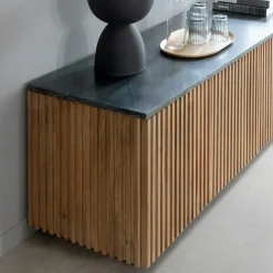 Meuble Tv<Made in Meubles Meuble TV en bois de manguier et marbre Betty