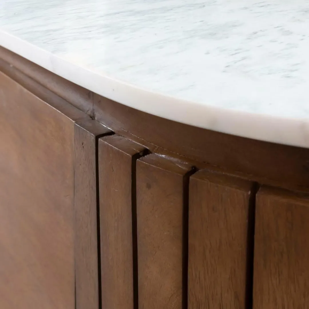 Meuble Tv<Made in Meubles Meuble TV en bois de manguier et marbre Sienne