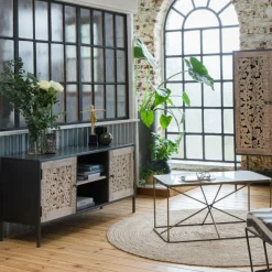 Meuble Tv<Made in Meubles Meuble TV en bois de manguier blanchi Lila