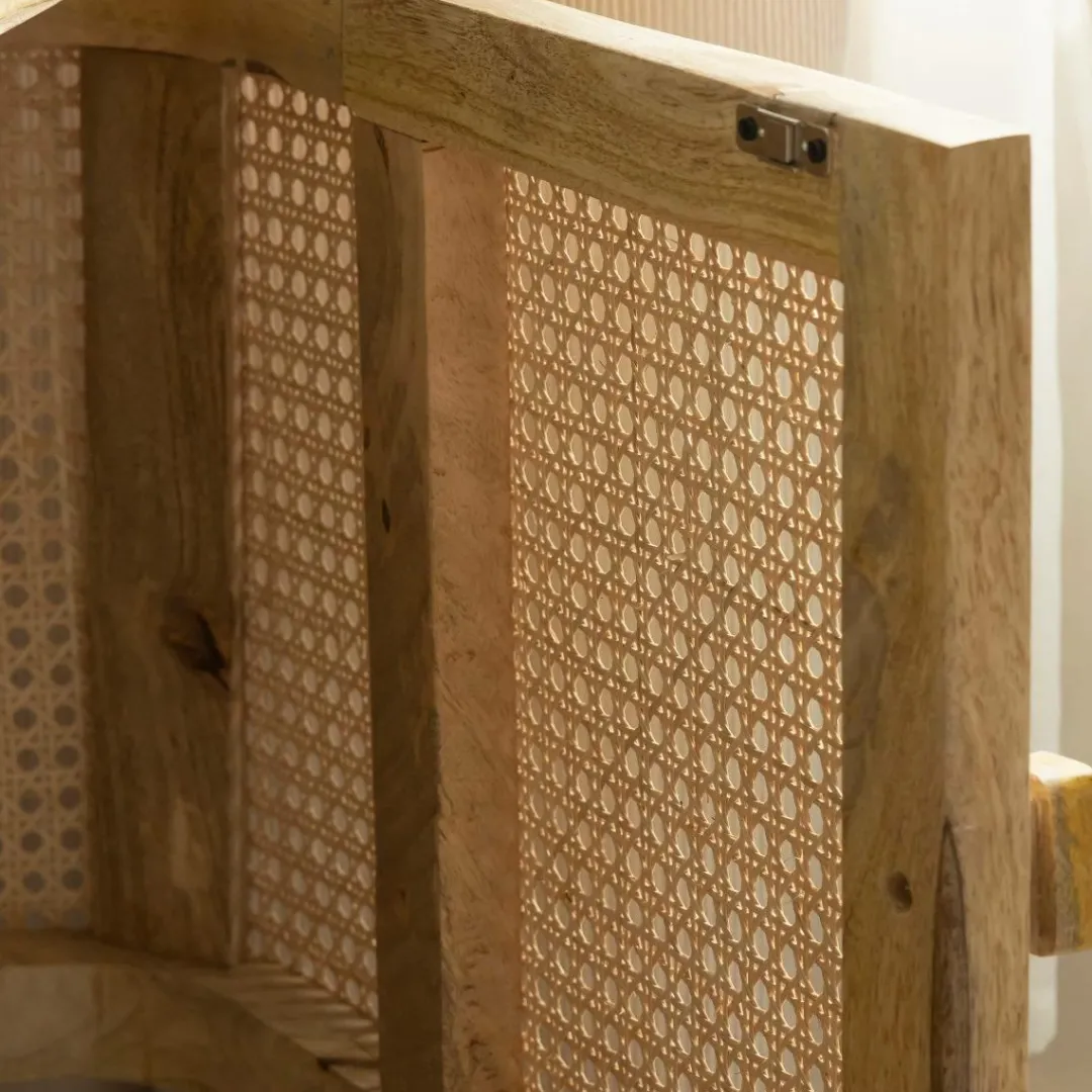 Meuble Tv<Made in Meubles Meuble TV en bois de manguier et cannage Palma