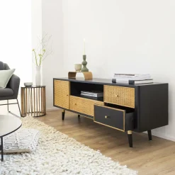 Meuble Tv<Made in Meubles Meuble TV en cannage et métal Volterra