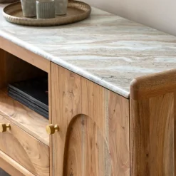 Meuble Tv<Made in Meubles Meuble TV en marbre et bois d'acacia Calix