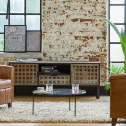 Meuble Tv<Made in Meubles Meuble TV en sapin et métal noir Elise