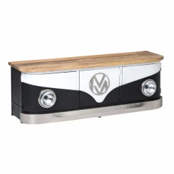 Meuble Tv<Made in Meubles Meuble TV noir avec plateau en bois de manguier Combi