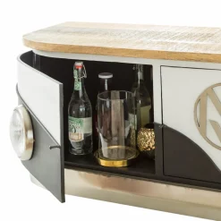 Meuble Tv<Made in Meubles Meuble TV noir avec plateau en bois de manguier Combi