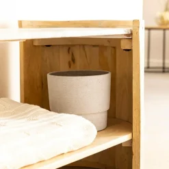 Meuble Tv<Made in Meubles Meuble TV ovale en bois de manguier et marbre Isabella