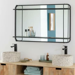 Miroir|Décoration<Made in Meubles Miroir avec étagère en bois et métal Jill