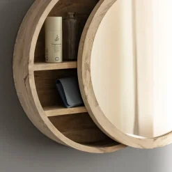 Miroir<Made in Meubles Miroir avec étagères en bois de manguier clair Juliet