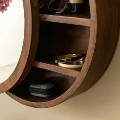 Miroir|Décoration<Made in Meubles Miroir avec étagères en bois de manguier foncé Remick