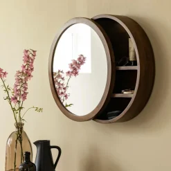 Miroir|Décoration<Made in Meubles Miroir avec étagères en bois de manguier foncé Remick