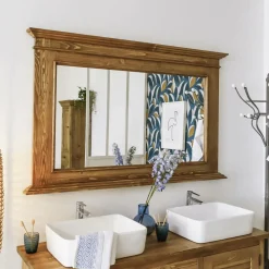 Miroir<Made in Meubles Miroir en bois de pin ciré miel Manel