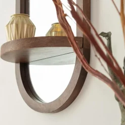 Miroir|Décoration<Made in Meubles Miroir ovale avec étagère en bois de manguier Marley