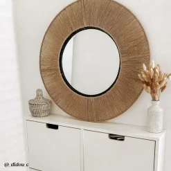 Miroir|Décoration<Made in Meubles Miroir rond en métal et jute Adda