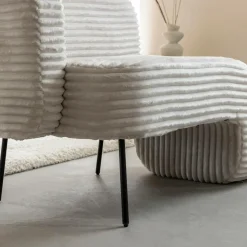 Fauteuil<Made in Meubles Méridienne en velours côtelé blanc Soléa
