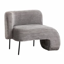 Fauteuil<Made in Meubles Méridienne en velours côtelé gris Soléa