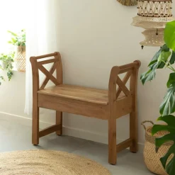 Banc<Made in Meubles Petit banc en bois d'acacia Isolde